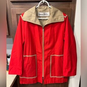 Vintage 70’s Bonnie Cashin Weatherwear Russ Taylor Raincoat Zip Pockets Red Rare